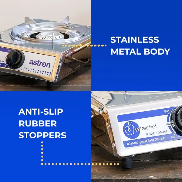 ASTRON GS-188 Single Burner Gas Stove | Heavy-Duty Stainless Steel | Auto-Ignition