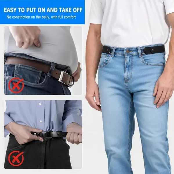 2PCS Buckleless Belt Set – Adjustable No-Buckle Elastic Waist Belt for Jeans, Pants, Dresses & Shorts (Unisex)