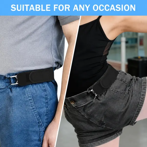 2PCS Buckleless Belt Set – Adjustable No-Buckle Elastic Waist Belt for Jeans, Pants, Dresses & Shorts (Unisex)