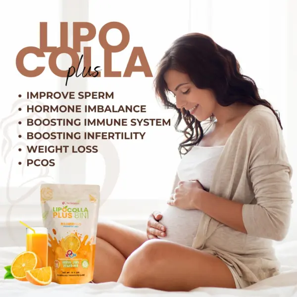Lipo Colla Plus 8-in-1 Herbal Juice Powder Mix with Korean Ginseng & L-Carnitine – Orange Flavor (10 Sachets)