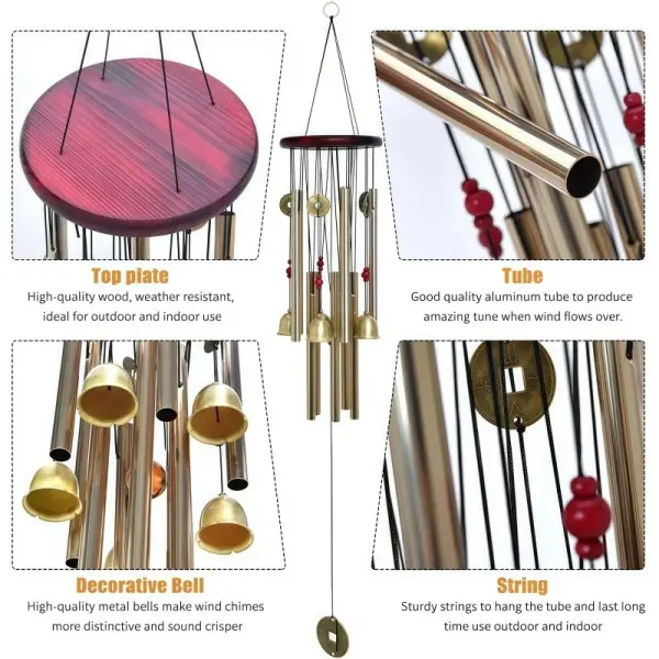 Feng Shui Wind Chimes – Lucky Metal Hanging Bell for Wealth, Good Luck, Positive Energy & Home Decor